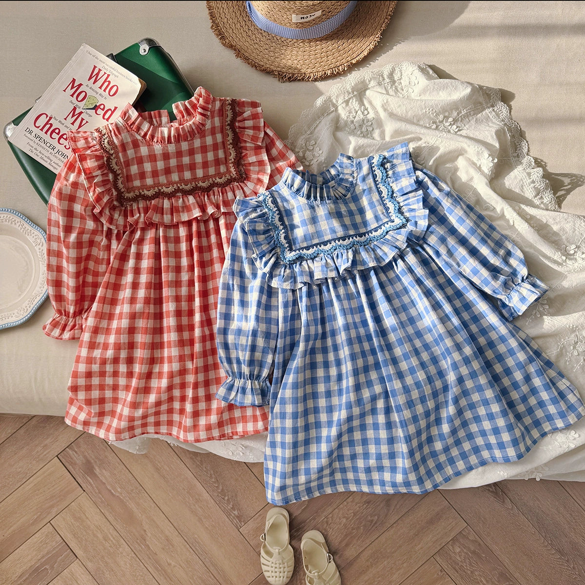 Arrival Autumn Girls Plaid Pattern Long Sleeves Ruffle Neck Dress, MyKids-USA®, Baby & Toddler Dresses, MyKids-USA -  -  -  -  -  -  - 