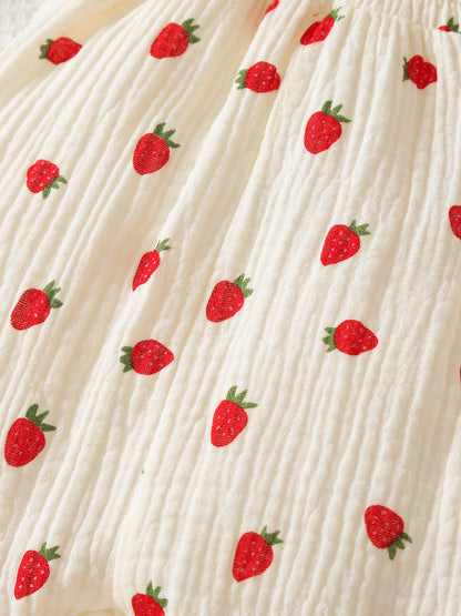 Design Summer Baby Kids Girls Sleeveless Strawberry Pattern Rompers with Hat