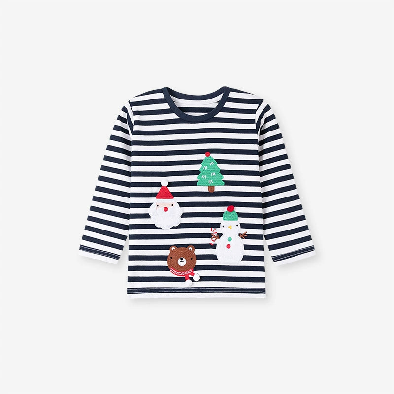 Spring and Autumn Boys Christmas Cartoon Pattern Long Sleeves Striped Clothing Set, MyKids-USA®, Baby & Toddler Outfits, MyKids-USA -  -  -  -  -  -  - 