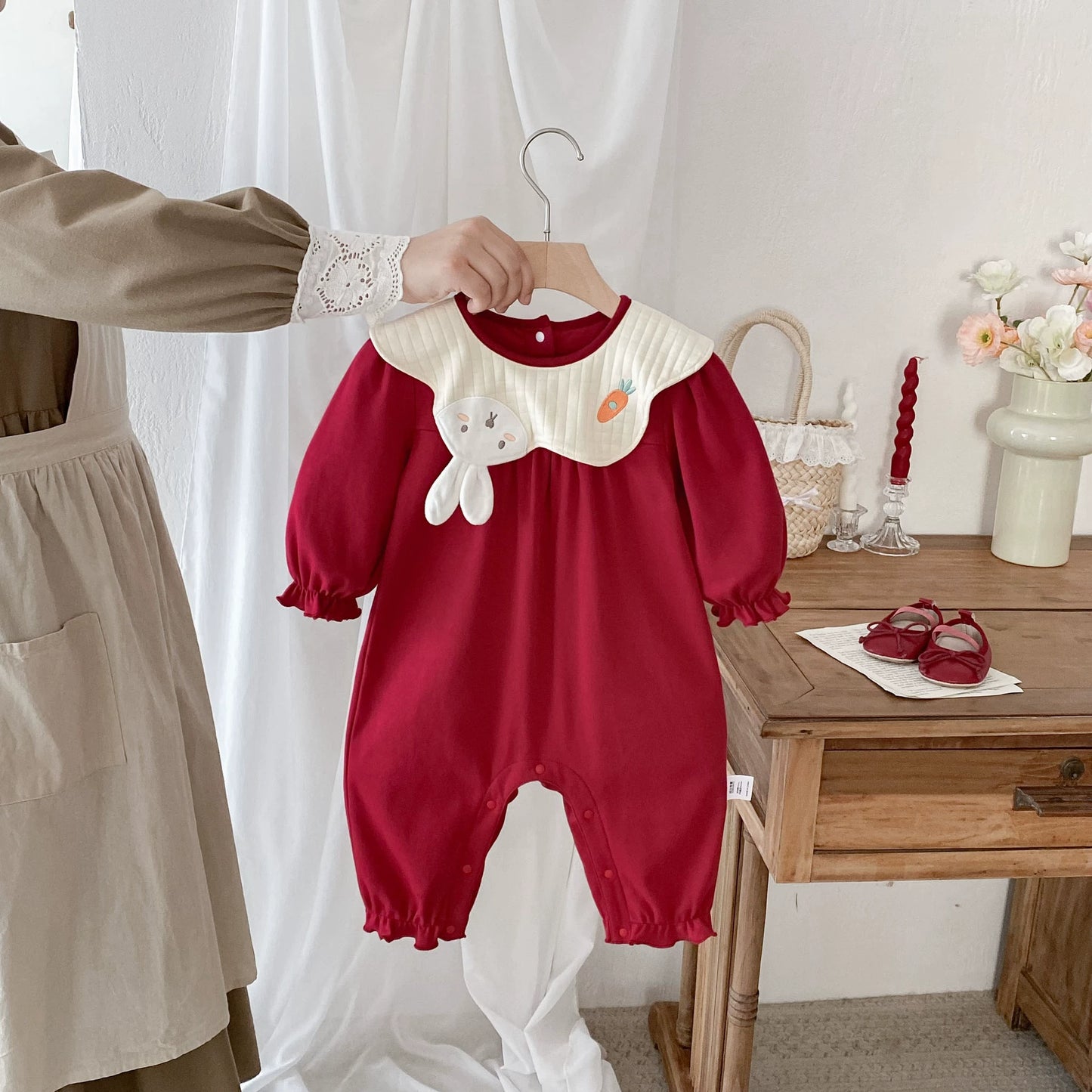 Autumn Arrival Baby Girls Long Sleeves Cartoon Pattern Collar Color Patchwork Rompers, MyKids-USA®, Baby One-Pieces, MyKids-USA -  -  -  -  -  -  - 