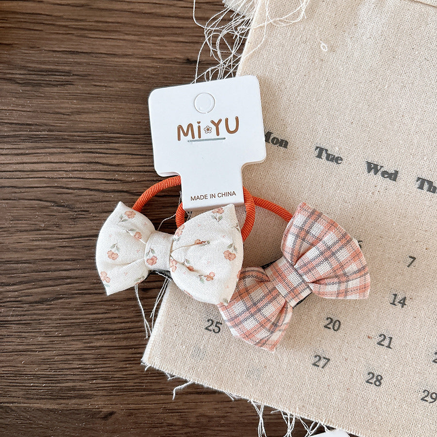 Collection of 2 Versatile Sweet Butterfly-bow Pattern Hair Ties, MyKids-USA®, Ponytail Holders, MyKids-USA - Size/Age - Average Size (0-12Y） - Color - Orange -  -  - TR2601261429-D.