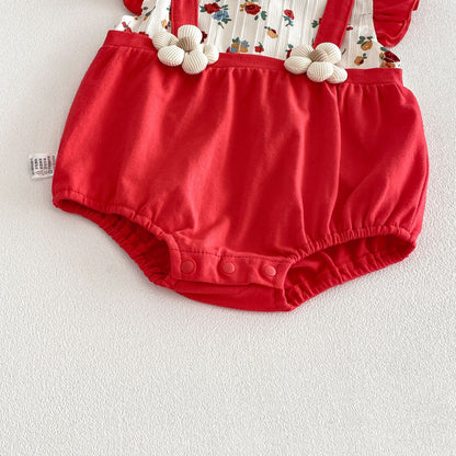 Summer Arrival Baby Girls Fly Sleeves Flowers Pattern Color Patchwork Bodysuit, MyKids-USA®, Bodysuits, MyKids-USA -  -  -  -  -  -  - .