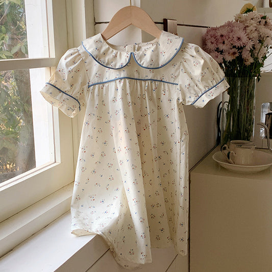 Summer Arrival Baby Kids Girls Cute Short Sleeves Flowers Pattern Printed Dress, MyKids-USA®, Baby & Toddler Dresses, MyKids-USA - Size/Age - 90 (12-24M) - Color - White -  -  - TR2503111531-A