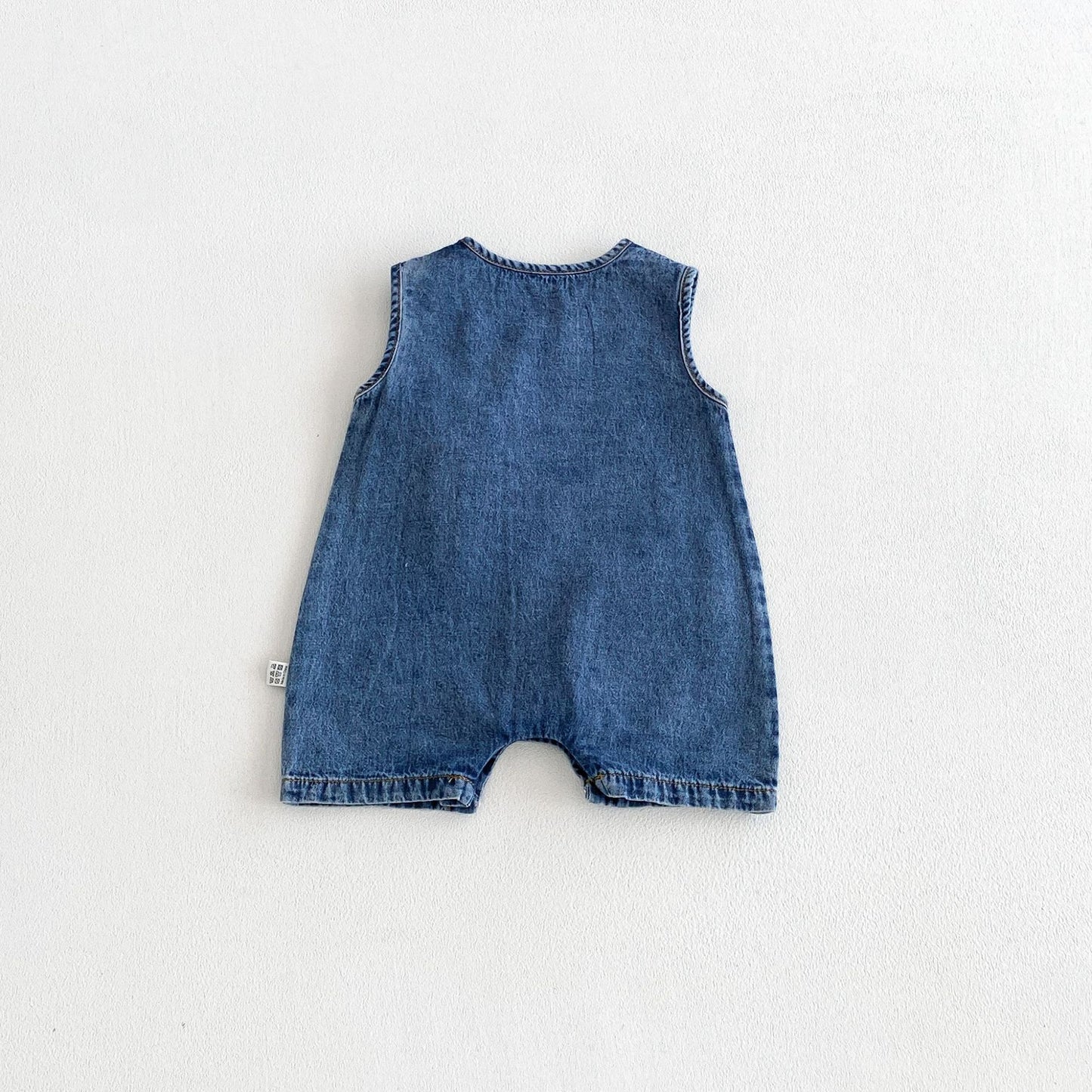 Design Summer Baby Kids Boys Sleeveless Denim Cartoon Pattern Rompers