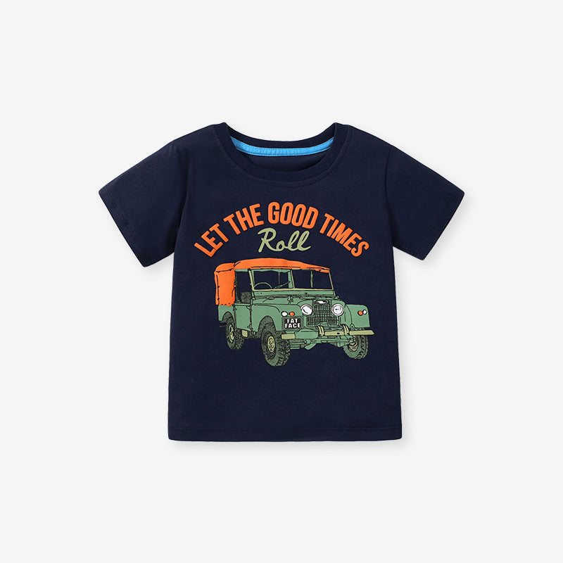 Jeep Car Pattern Boys’ T-Shirt In European And American Style For Summer