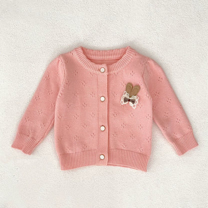 Autumn Arrival Baby Girls Comfortable Hollow-out Pattern Knitted Long Sleeves Cardigan, MyKids-USA®, Cardigans, MyKids-USA - Size/Age - 66 (3-6M) - Color - Pink -  -  - TR2507252056-C