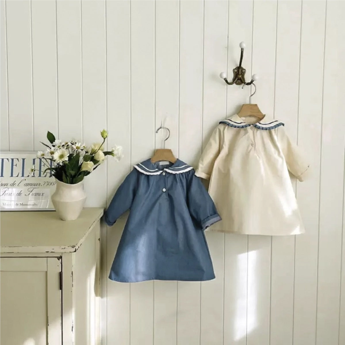 MyKids-USA® Autumn Arrival Baby Kids Girls Long Sleeves Preppy Collar Dress