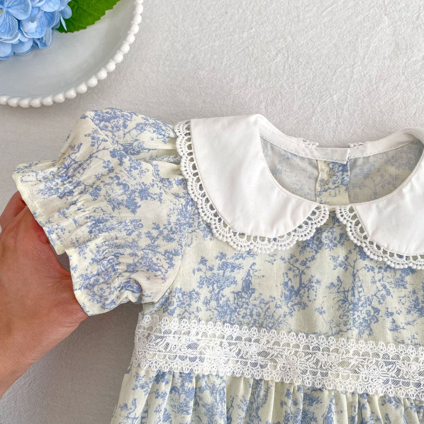 Summer Girls Flowers Pattern Lace Trim Collar Onesies and Dress – Princess Sister Matching Set, MyKids-USA®, Baby & Children's One-Pieces, MyKids-USA -  -  -  -  -  -  - .