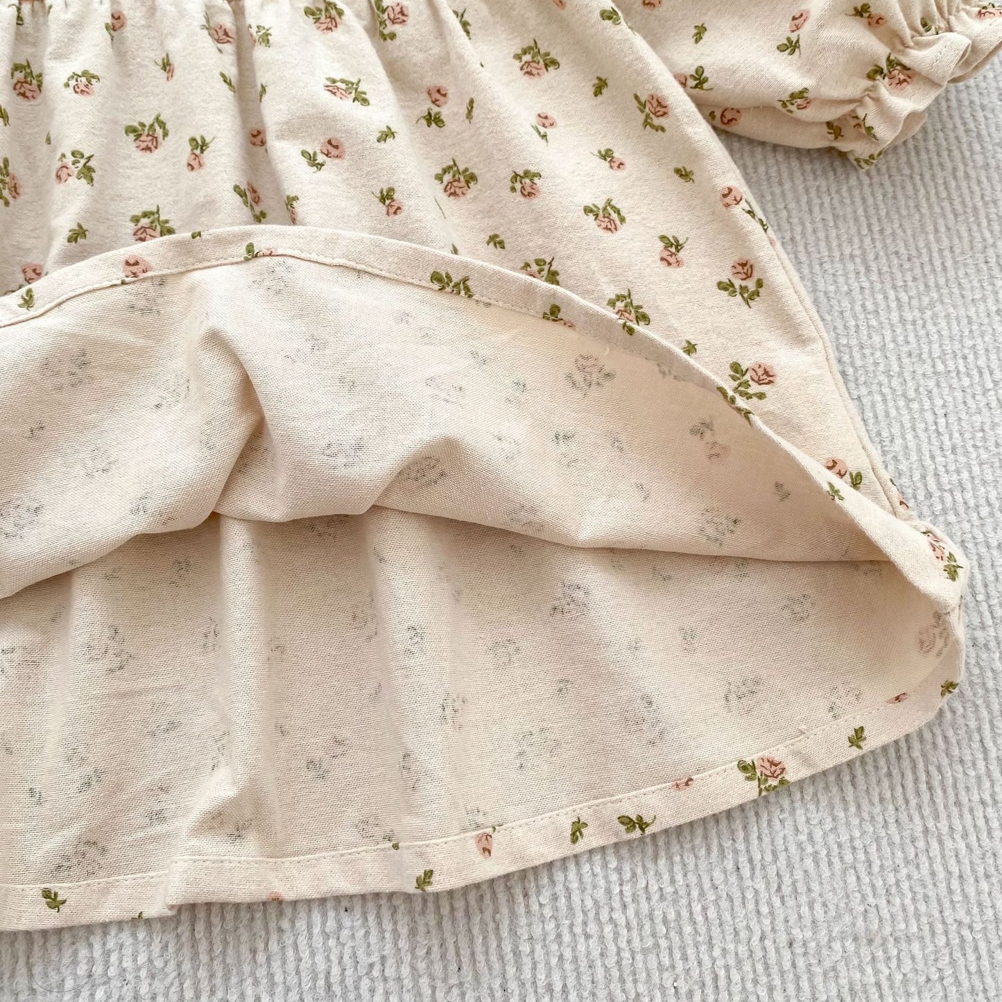 Arrival Spring and Autumn Flowers Pattern Baby Kids Girls Turn-down Collar Onesies and Dress – Princess Sister Matching Set