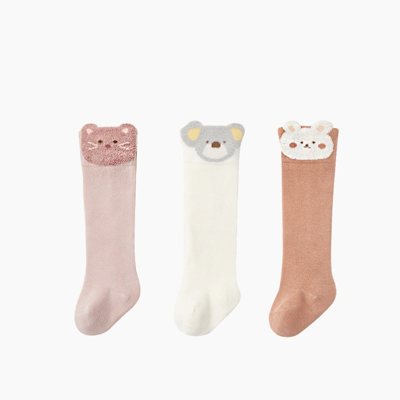 Autumn and Spring Baby Boys and Girls Cute Cartoon Pattern Socks 1 Lot=3-Pair Set, MyKids-USA®, Baby & Toddler Socks & Tights, MyKids-USA - Size/Age - XS (0-6M) - Color - Light Pink -  -  - TR2601241623-F.