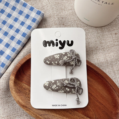 Collection of Floral Pattern Hair Clips or Hair Ties, MyKids-USA®, Hair Pins, Claws & Clips, MyKids-USA - Size/Age - Average Size (0-12Y） - Color - Khaki -  -  - TR2605011644-C.