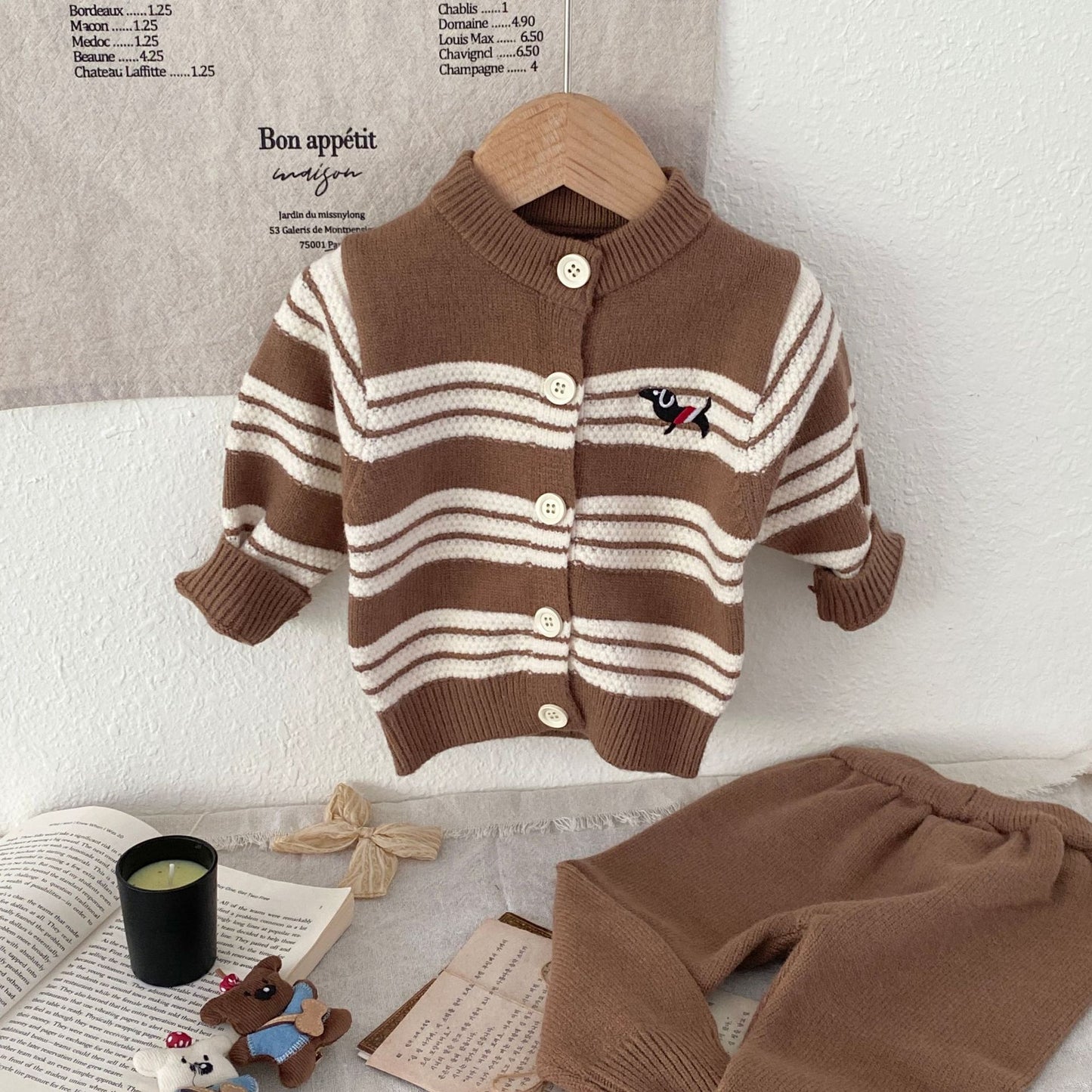 Winter and Autumn Baby Kids Unisex Striped Long Sleeves Cardigan and Pants Knitted Clothing Set, MyKids-USA®, Baby & Toddler Outfits, MyKids-USA -  -  -  -  -  -  - 
