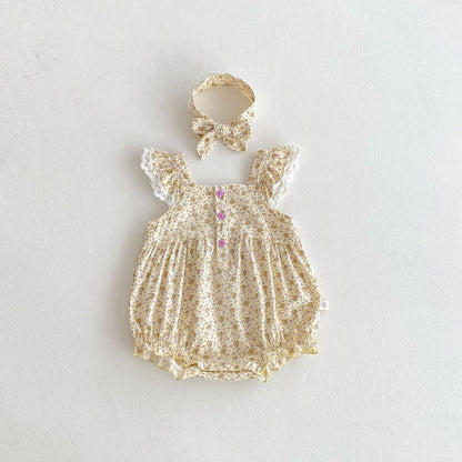 Summer Arrival Baby Girls Cute Floral Pattern Fly Sleeves Onesies, MyKids-USA®, Baby One-Pieces, MyKids-USA - Size/Age - 66 (3-6M) - Color - Apricot -  -  - TR2504261956-A