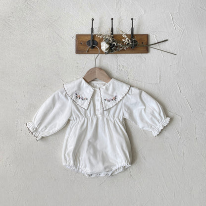 MyKids-USA® Autumn Long Sleeve Flowers Embroidered Collar Baby Kids Girls Princess Bodysuit