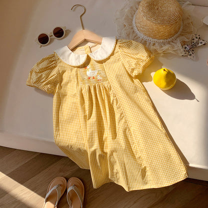 Summer Baby Kids Girls Cute Short Sleeves Ducks Pattern Embroidered Dress, MyKids-USA®, Baby & Toddler Dresses, MyKids-USA - Size/Age - 90 (12-24M) - Color - Yellow -  -  - TR2503092353-A