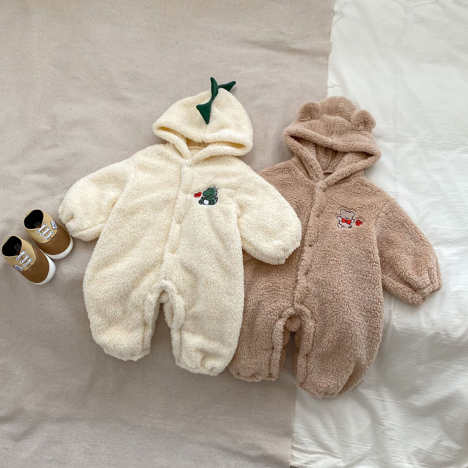 Winter New Arrival Baby Unisex Long Sleeves Cartoon Pattern Fluffy Hooded Rompers, MyKids-USA®, Baby One-Pieces, MyKids-USA -  -  -  -  -  -  - 