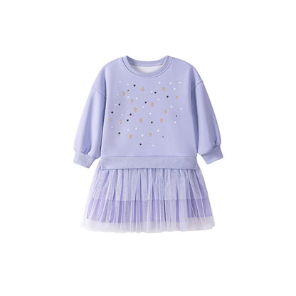 Autumn Arrival Geometric and Flowers Pattern Long Sleeves Crew Neck Dress for Stylish Girls, MyKids-USA®, Baby & Toddler Dresses, MyKids-USA -  -  -  -  -  -  - 