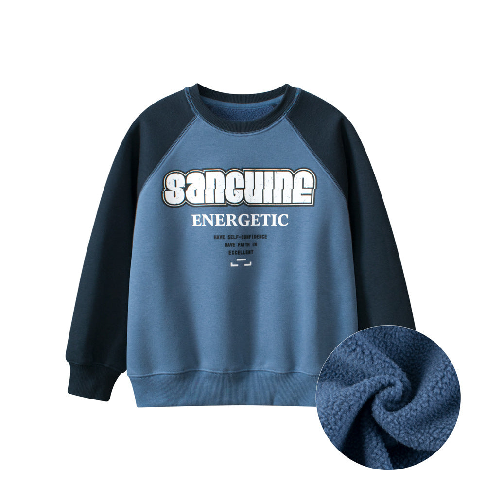 Baby Kids Letters Pattern Crew Neck Long Sleeves Warm Cozy Pullover, MyKids-USA®, Baby & Toddler Outerwear, MyKids-USA - Size/Age - 120 (5-7Y) - Color - Blue -  -  - TR2412092256-A