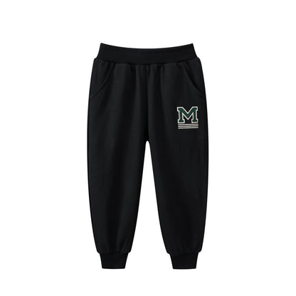 Baby Boys Solid Color Thin Sports Trousers With Logo And Pockets