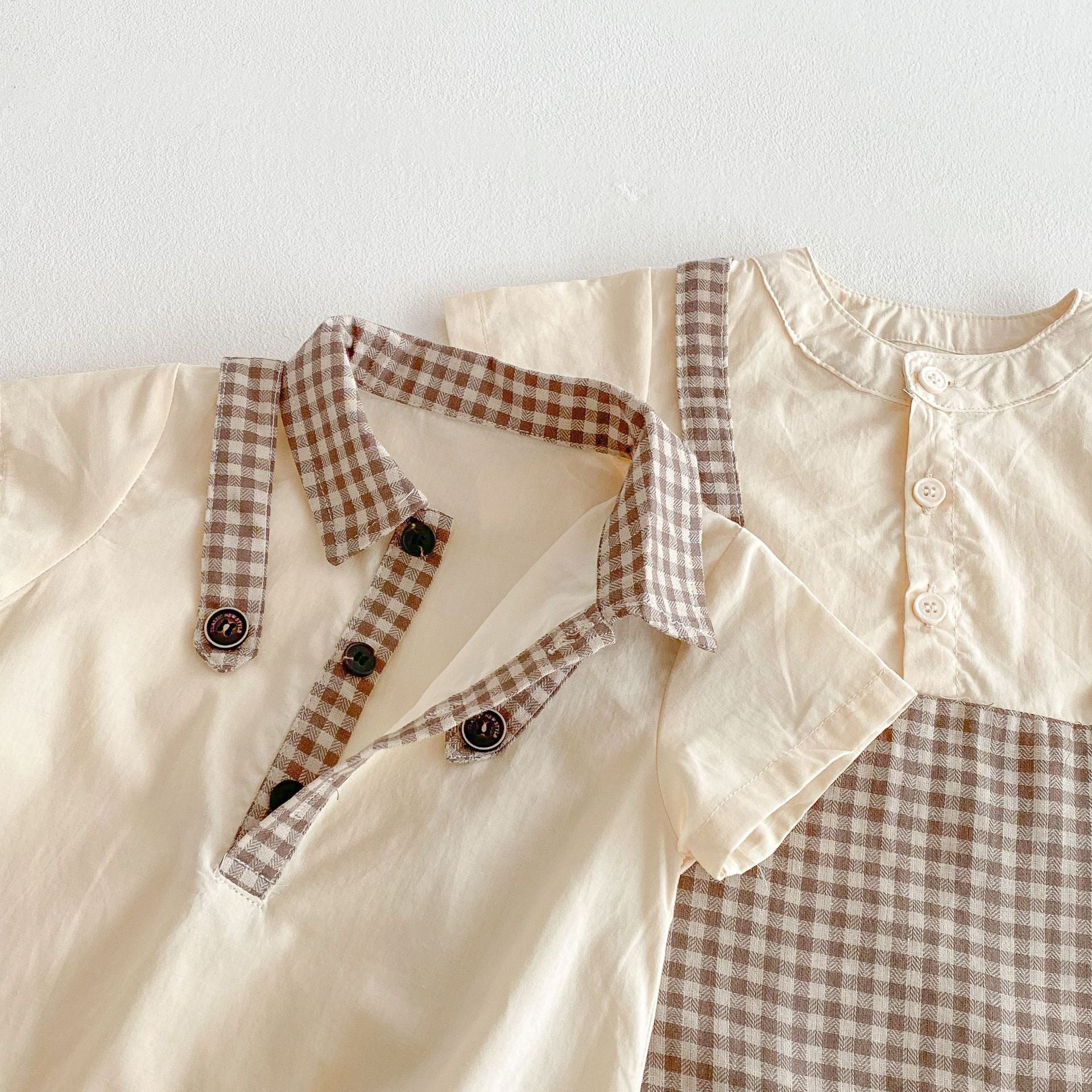 Summer Arrival Baby Unisex Casual Plaid Short Sleeves Color Patchwork bodysuit or Rompers, MyKids-USA®, Baby One-Pieces, MyKids-USA -  -  -  -  -  -  - .