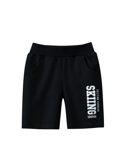 Boys Letters Print Soft Casual Style Shorts