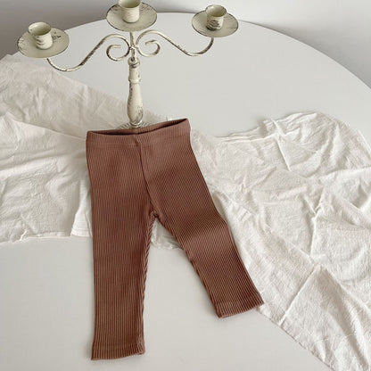 Autumn Arrival Elastic Baby Kids Unisex Solid Color Striped Pattern Pants, MyKids-USA®, Baby & Toddler Bottoms, MyKids-USA - Size/Age - 66 (3-6M) - Color - Brown -  -  - TR2509162329