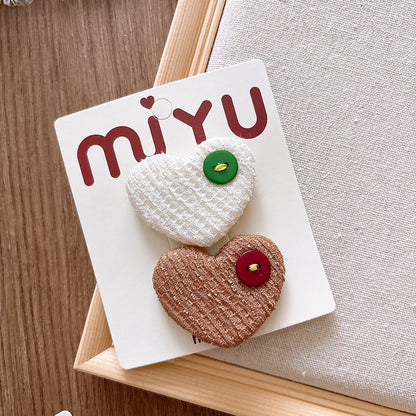 Collection of Versatile Sweet Candy-Colored Love Heart Fabric Hair Clips, MyKids-USA®, Hair Pins, Claws & Clips, MyKids-USA - Size/Age - Average Size (0-12Y） - Color - Coffee -  -  - TR2411201332-B.