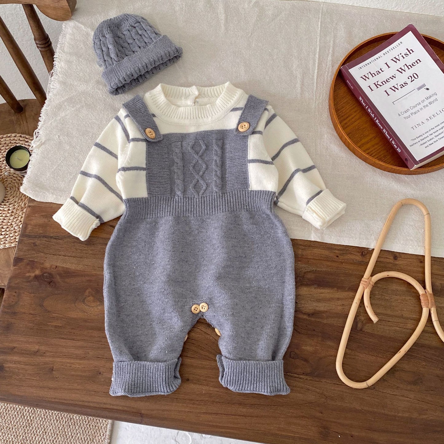 Autumn and Winter Arrival Baby Unisex Long Sleeves Casual Striped Pattern Color Patchwork Knitted Rompers, MyKids-USA®, Baby One-Pieces, MyKids-USA - Size/Age - 66 (3-6M) - Color - Grey -  -  - TR2511072359-B
