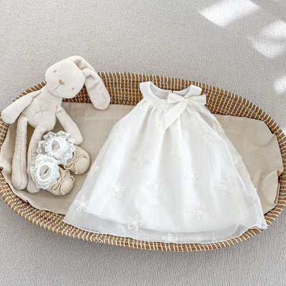 Summer Arrival Sleeveless Flowers Pattern Butterfly-bow Decorated Collar Dress for Stylish Girls, MyKids-USA®, Baby & Toddler Dresses, MyKids-USA - Size/Age - 73 (6-9M) - Color - Beige -  -  - TR2504301701-A