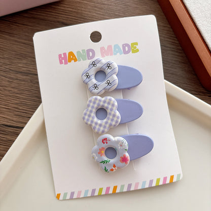 Collection of 3 Versatile Cute Flowers Pattern Hair Clips, MyKids-USA®, Hair Pins, Claws & Clips, MyKids-USA - Size/Age - Average Size (0-12Y） - Color - Purple -  -  - TR2601242053-E.