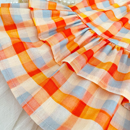 Arrival Summer Baby Kids Girls Sleeveless Plaid Pattern Top and Plain Pants, MyKids-USA®, Baby & Children's Outfits, MyKids-USA - Size/Age - 73 (6-9M) - Color - Orange -  -  - TR2605202246-A.
