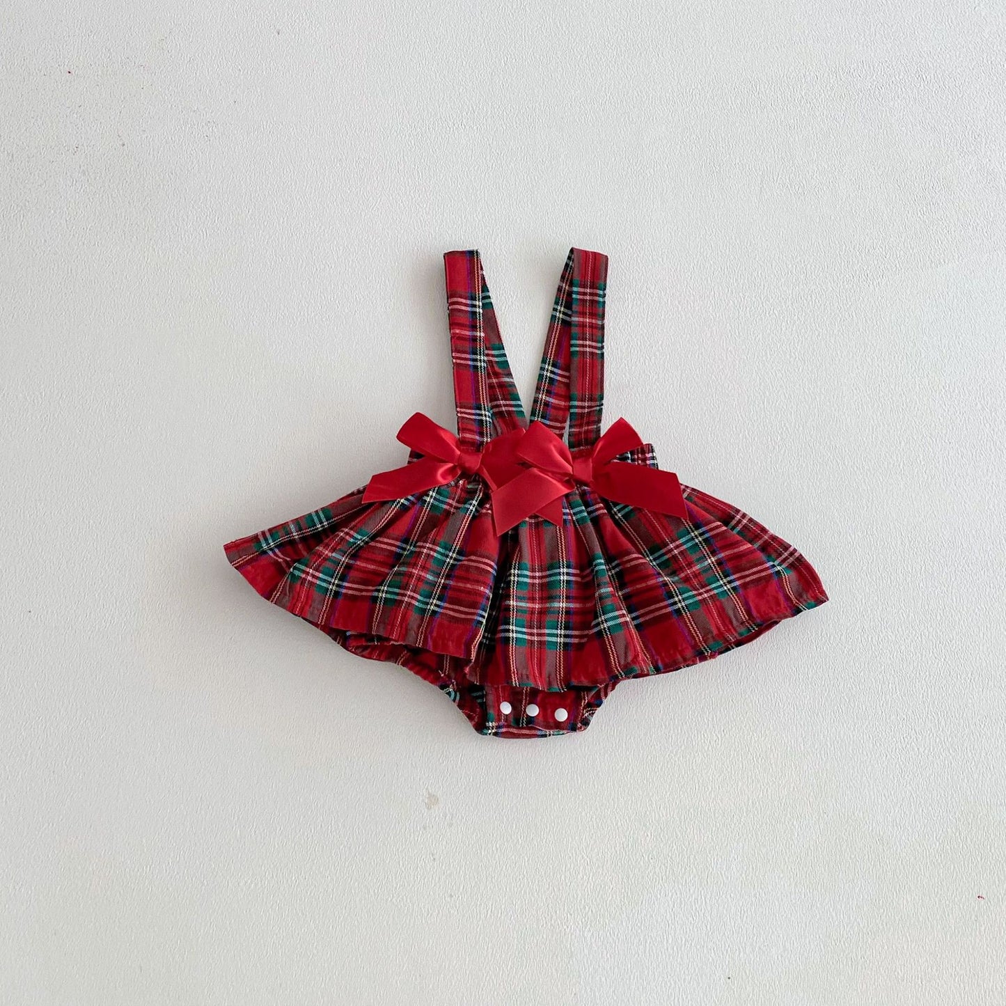 Spring and Autumn Baby Kids Girls Long Sleeves Solid Color Top and Plaid Sleeveless Bodysuit Overalls Clothing Set