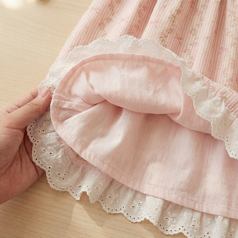 Summer New Arrival Baby Girls Fly Sleeves Flowers and Striped Pattern Dress, MyKids-USA®, Baby & Children's Dresses, MyKids-USA® -  -  -  -  -  -  - .