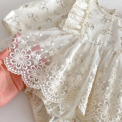 Spring Arrival Baby Girls Long Sleeves Tulle Decorated Floral Bodysuit, MyKids-USA®, Bodysuits, MyKids-USA -  -  -  -  -  -  - .