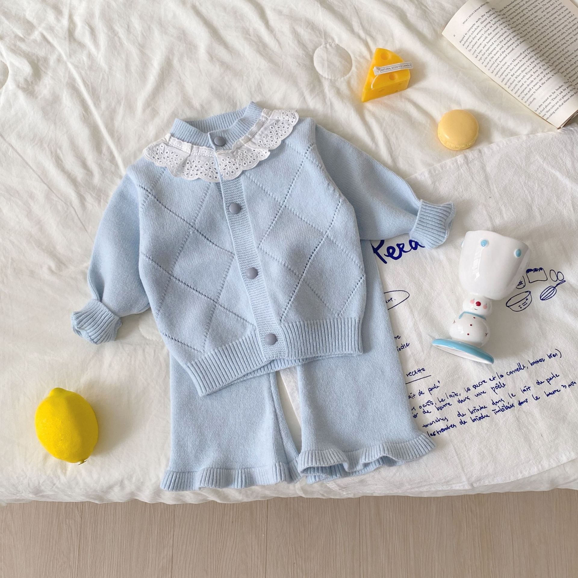 Winter and Autumn Baby Kids Girls Argyle Pattern Long Sleeves Cardigan and Plain Pants Knitted Clothing Set, MyKids-USA®, Baby & Toddler Outfits, MyKids-USA - Size/Age - 66 (3-6M) - Color - Blue -  -  - TR2510202359-A