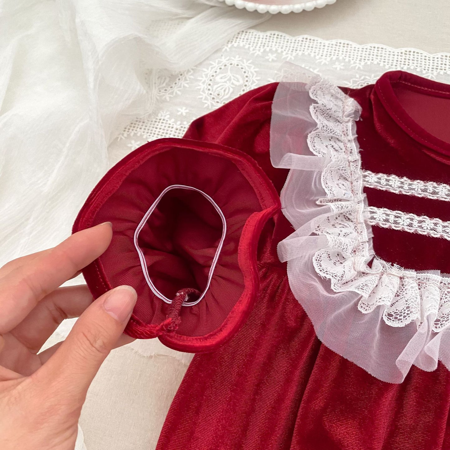 MyKids-USA® Autumn Lace Trim Baby Kids Girls Princess Long Sleeves Bodysuit