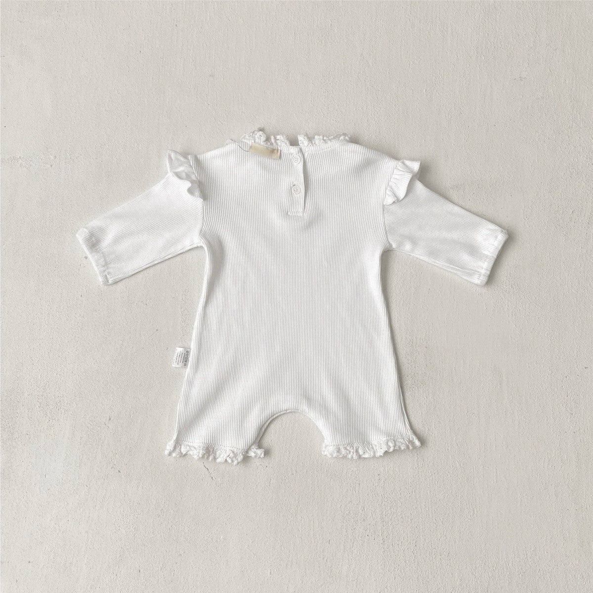 MyKids-USA® Autumn Hot Selling Baby Unisex Solid Color Ruffle Neck Long Sleeves Romper
