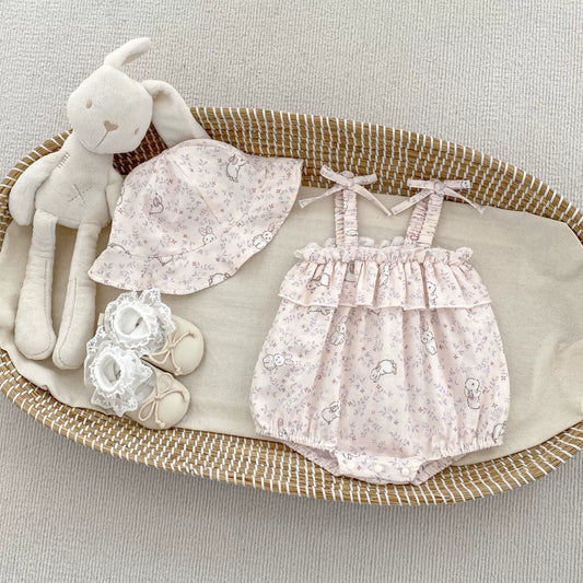 Summer Arrival Baby Girls Cute Sleeveless Rabbits and Flowers Pattern Onesies, MyKids-USA®, Baby One-Pieces, MyKids-USA - Size/Age - 66 (3-6M) - Color - Pink -  -  - TR2504082131-A