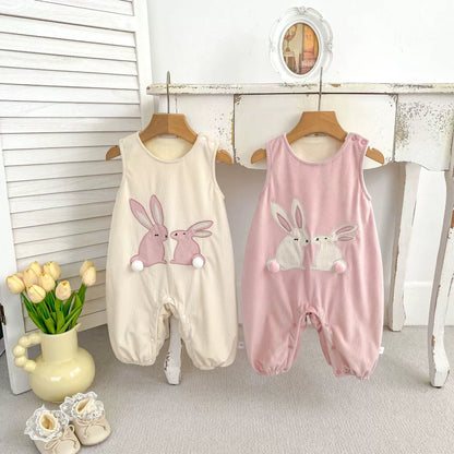 Spring and Autumn Baby Kids Girls Long Sleeves Fleece Top and Sleeveless Rabbits Pattern Overalls Clothing Set, MyKids-USA®, Baby & Toddler Dresses, MyKids-USA -  -  -  -  -  -  - 