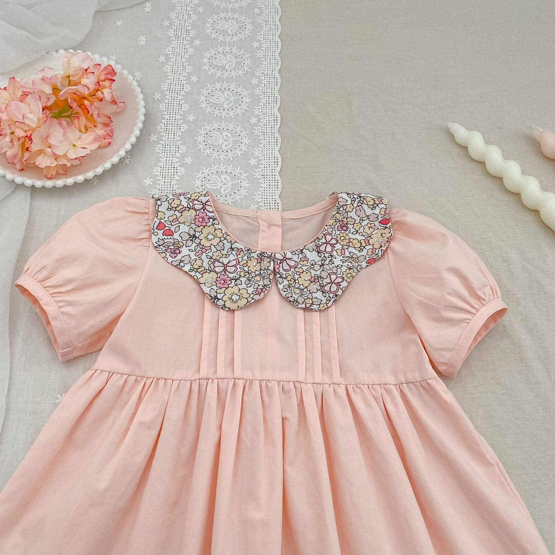 Summer Girls Floral Collar Color Patchwork Onesies and Dress – Princess Sister Matching Set, MyKids-USA®, Baby & Children's Outfits, MyKids-USA -  -  -  -  -  -  - .