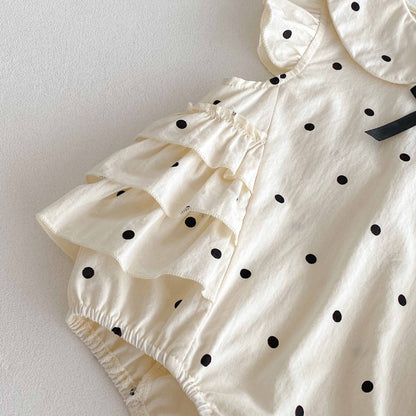 Summer Arrival Baby Girls Cute Fly Sleeves Butterfly-bow Decorated Dots Pattern Onesies, MyKids-USA®, Baby One-Pieces, MyKids-USA -  -  -  -  -  -  - 