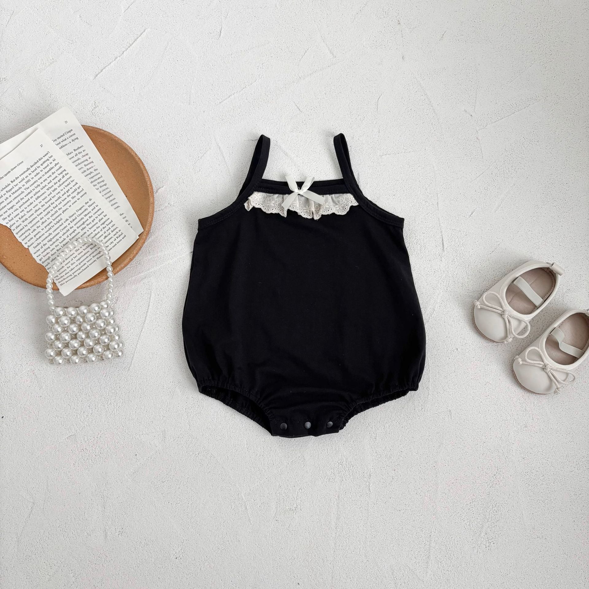 Summer Arrival Baby Girls Cute Lace Patchwork Sleeveless Strap Onesies, MyKids-USA®, Baby One-Pieces, MyKids-USA - Size/Age - 66 (3-6M) - Color - Black -  -  - TR2505011646-A