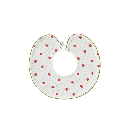 Adorable Flowers and Fruits Pattern Cotton Blend Snap-on Round Shaped Bib, MyKids-USA®, Bibs, MyKids-USA® - Size/Age - M (1-3Y) - Color - Beige -  -  - TR2604242318-A.