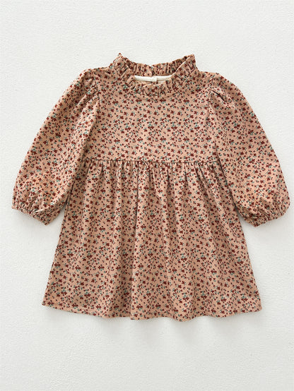 Spring and Autumn Corduroy Long-sleeved Dress with Ruffle Neck for Stylish Girls, MyKids-USA®, Baby & Toddler Dresses, MyKids-USA -  -  -  -  -  -  - 