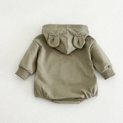 MyKids-USA® Autumn Solid Color Baby Kids Unisex Hooded Bodysuit