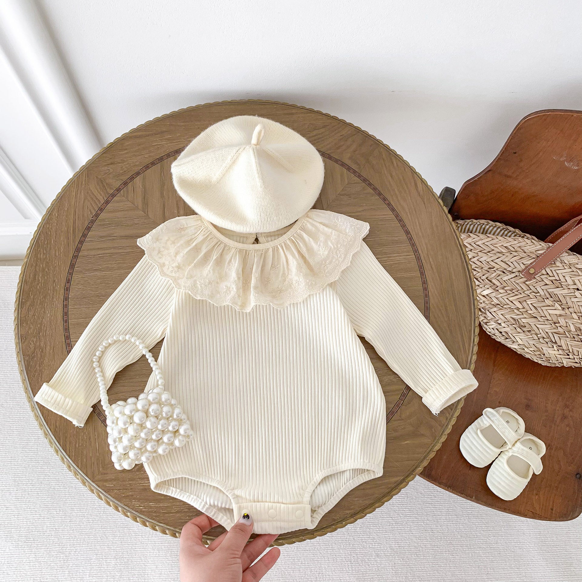 Solid Color Ruffle Neck Soft Cotton bodysuit, MyKids-USA®, Baby One-Pieces, MyKids-USA -  -  -  -  -  -  - .