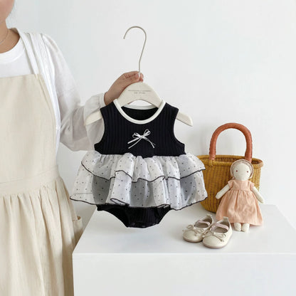Design Summer Baby Kids Girls Sleeveless Color Patchwork Bodysuit Dress