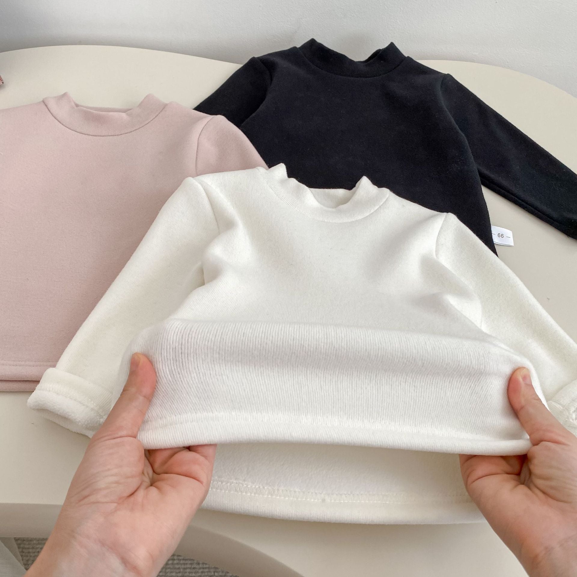 Autumn and Winter Arrival Baby Kids Unisex Long Sleeves Solid Color Fleece-lined Warm Top, MyKids-USA®, Baby & Toddler Tops, MyKids-USA -  -  -  -  -  -  - 