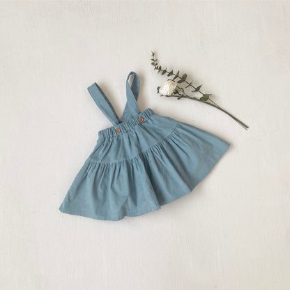 MyKids-USA® Autumn Arrival Baby Girls Sleeveless Solid Color Overalls Skirt