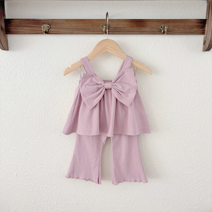 Summer Baby Kids Cute Solid Color Sleeveless Top Vest with Trousers Clothing Set for Girls, MyKids-USA®, Baby & Toddler Outfits, MyKids-USA - Size/Age - 73 (6-9M) - Color - Pink -  -  - TR2505092129-C